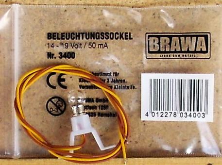BRAWA - Beleuchtungssockel E5,5  mit Ersatzlampe 14-19V, klar 
