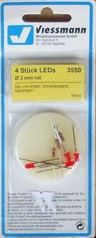 Viessmann - 4 St. Ersatz-LED's  Dm 3mm  rot 